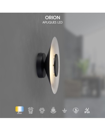 ORION * APLIQUE LED 20W 3000K NEGRO